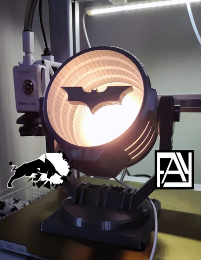 sospeso batsignal guidato kit 001 by fay3dlab miniature batman batmanlogo lampada pipistrello segnale buio cavaliere bruce wayne imprese led 3d print model - Mito3D