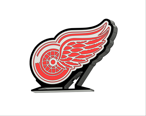 detroit ali rosse guidato lampada by codyinbody3 arte modelli hockey gli sport professionale mazza disco ghiaccio pattini pena scatola michigan luce lightbox 3d print model - Mito3D