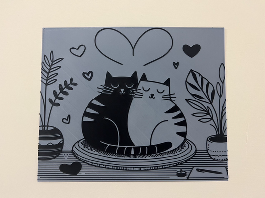 pared art adorable gato pareja by estrellasdf arte 2d dibujos animados lindo amor 3d print model - Mito3D