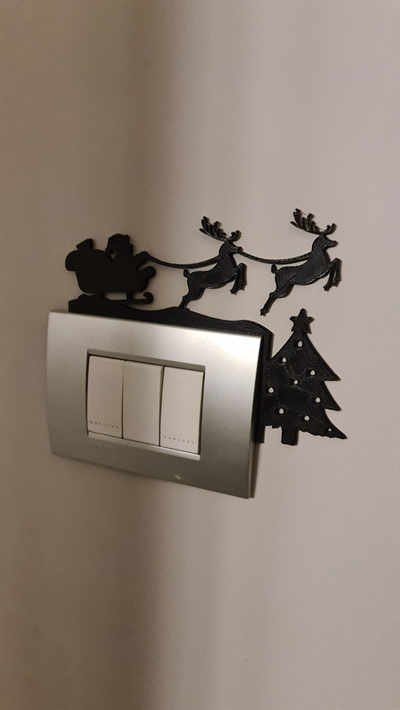 santa door light switch decoration by gemaprint3d household festivities xmas reindeer christmas tree silouette 3d print model - Mito3D