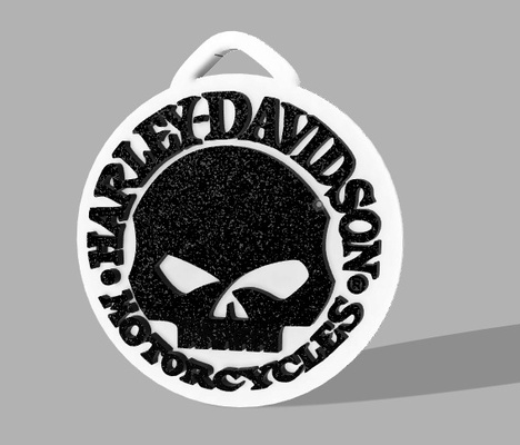 harley davidson skull by latelierdezip art signs & logos keychain keyring harleydavidson 3d print model - Mito3D