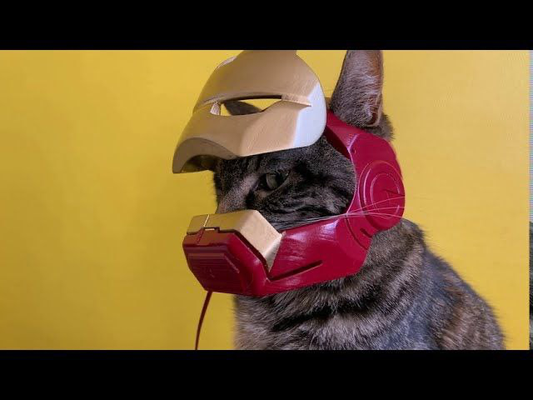 capacete gato cão homem ferro by u make it miniaturas animais arte boné multicolorido maravilha herói super heroi 3d print model - Mito3D