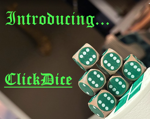 clickdice - create own unique dices by emilskibsted toys & games board click noglue dice game 3d print model - Mito3D