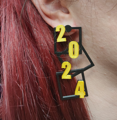 2024 boucle d'oreille by chloe chat mode boucles d'oreilles newyear2024 3d print model - Mito3D