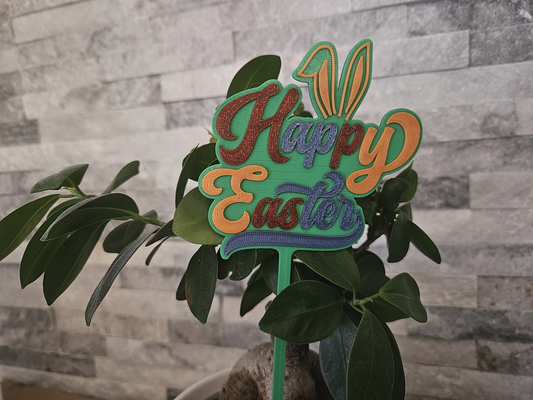 topper happy easter - plug by ralf frankfurt household festivities gift flower festival pie cake plant 3d print model - Mito3D