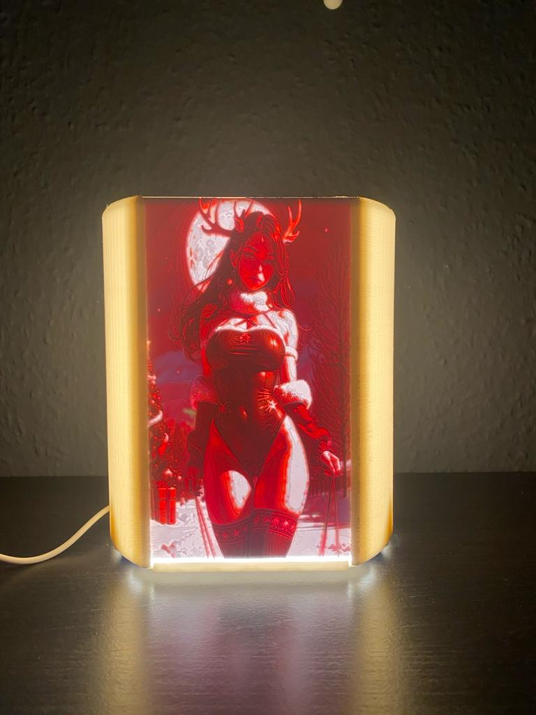 lamp christmas girl 4 remixed by gios 3d prints art 2d christmasgirl girlfriend gift cmyk lithograph lithophane 3D print model - Mito3D