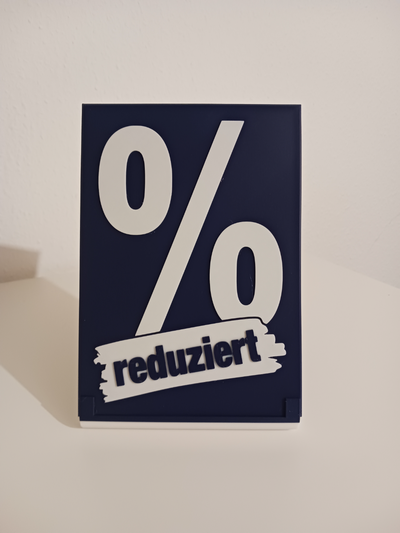 reduziert schild zeichen by kunst logos heruntergesetzt runtergesetzt angebot schild stand aufsteller angebot 3d print model - Mito3D