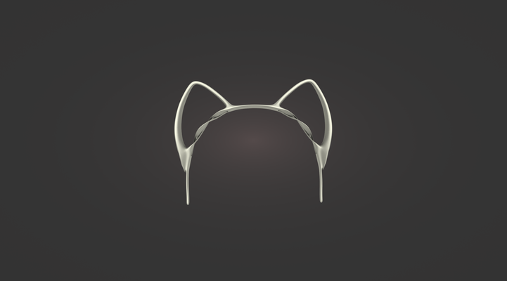 cat ears headband by wikiwada fashion models headbanda animal acessory 3dart pet wearable costume prop high poly metallic stylized elegant cosplay 3d print model - Mito3D