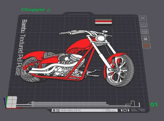 2d custom red chopper by wizard7741 art motorcycle 3d print model - Mito3D