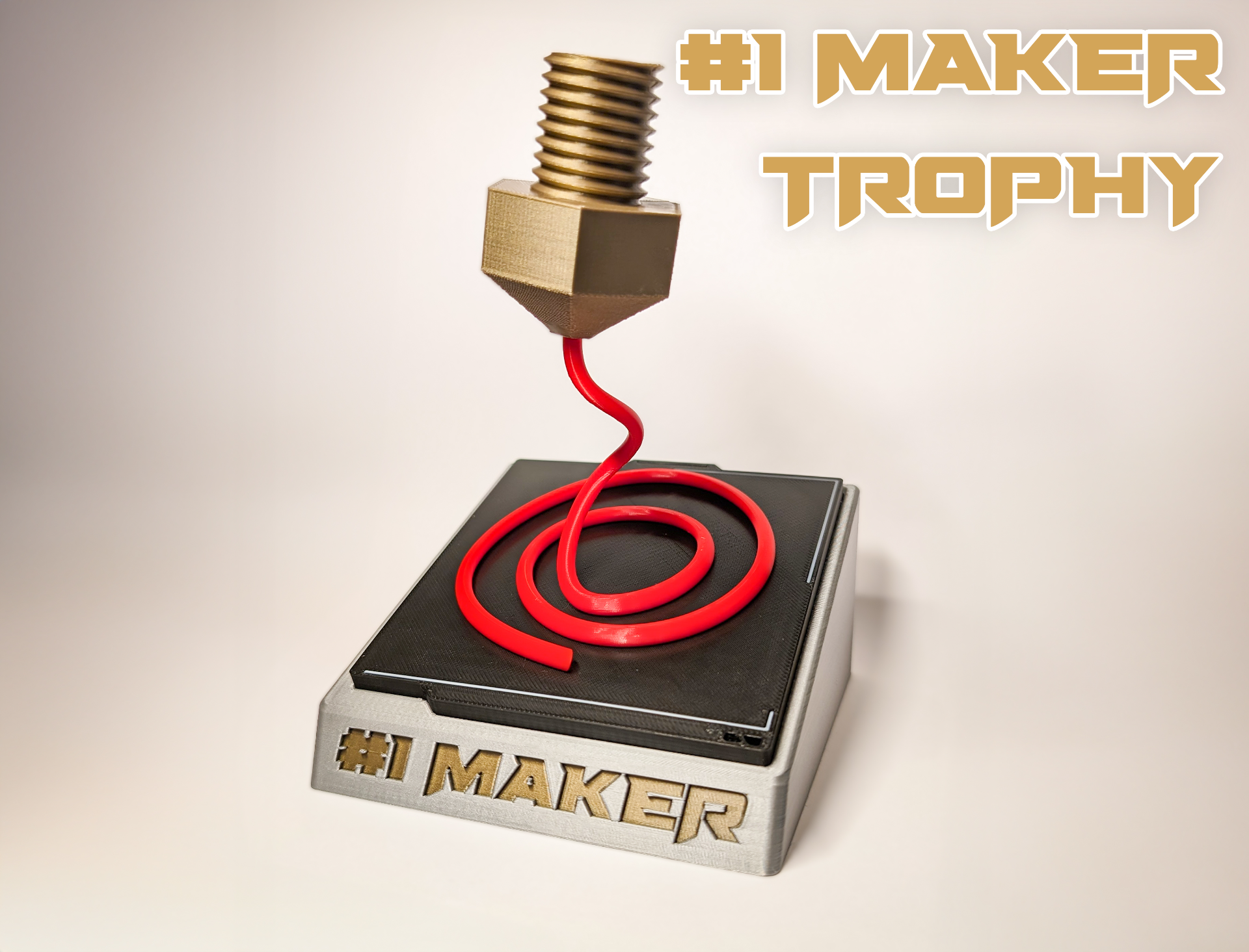 1 maker trophy by byteslinger art sculptures 3d printing printer award nozzle filament 3D print model - Mito3D