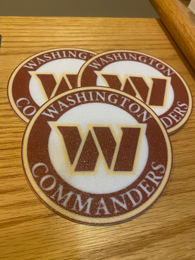 washington commanders coaster set of 4 by cybr3d hobby & diy sport outdoors pro football beverage drink beer soda 3d print model - Mito3D