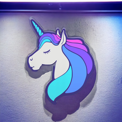 unicornio caja ligera by sitsero arte señales logos led lámpara multicolor rosado azul blanco caballo cuerno arco iris mágico niño habitación niños my poni 3d print model - Mito3D