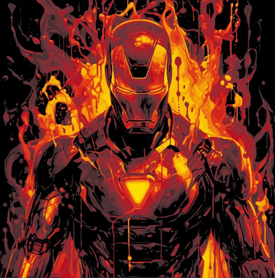 iron man melting trippy 4 color hueforge print by packnsnap art 2d ironman iron-man marvel comics hue forge multi mult printing 3d print model - Mito3D