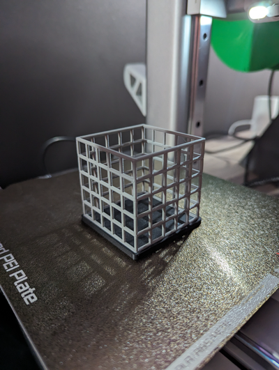 ibc cage desktop container - no supports by shanehoggatt household office box fun challenge machine test 3d print model - Mito3D