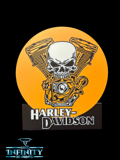 personalizzato harley davidson cartello by infinito 3d stampe arte 2d bici chopper veloce bellissimo stampa 3 colore motore teschi cranio moto vtwin 3d print model - Mito3D