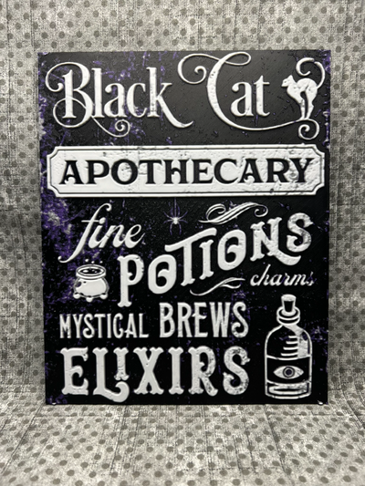 black cat apothecary hueforge wall art filament painting by gator 1605 2d gothic 3d print model - Mito3D