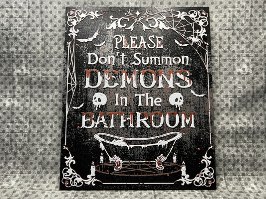 summon demons in bathroom sign hueforge wall art filament painting by gator 1605 2d gothic 3d print model - Mito3D