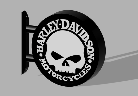 harley davidson bar led firmar doble cara by feeksi32 arte señales logos accesorios ligero caja 3d print model - Mito3D