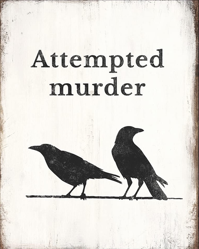 attempted murder crow sign hueforge wall art filament painting by gator 1605 2d gothic funny home decor 3d print model - Mito3D