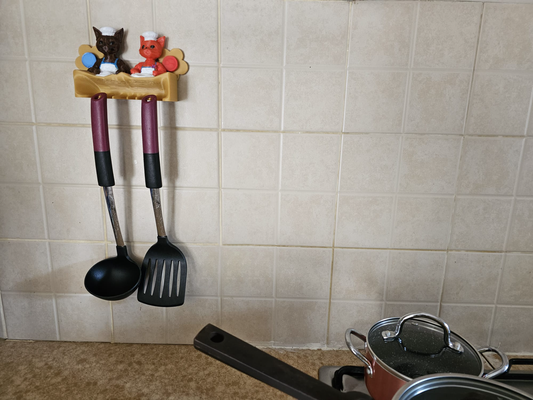 chef cats cooking couple kitchen tools hanger by magnetdanny household house models hook cat love romantic romanticgift two hangers flowers flower accessories accessory cute cook backing family friends friendship 3d print model - Mito3D