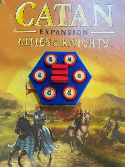 catan cities & knights piece holder by keenz kustomz toys games board pieces game organizer boardgame boardgameaccessories knight 3d print model - Mito3D