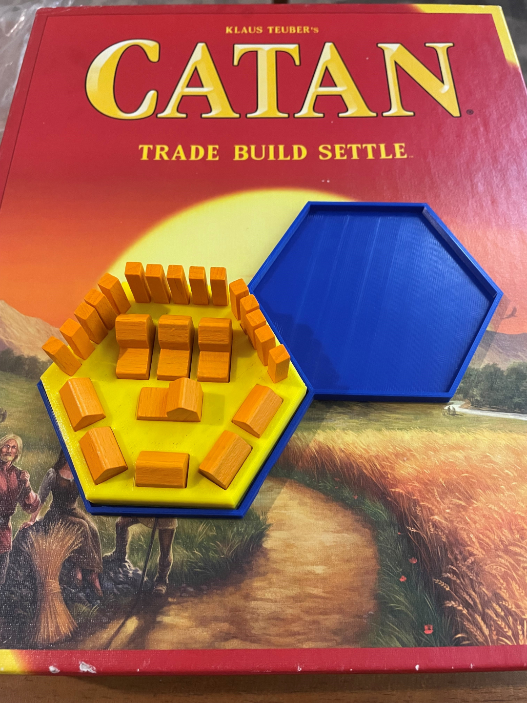 catan peça suporte 2 compartimento bandeja by nenhum personalizado brinquedos jogos borda jogo tabuleiro acessórios peças 3D print model - Mito3D