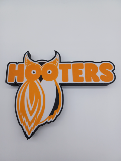 hooters caixa luz by 3dgifts be arte sinais logotipos logotipo 3d print model - Mito3D