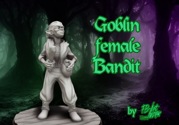 dnd miniatura goblin femmina bandito by fb artwork miniature mini dndprop dndminiature ladro 3d print model - Mito3D