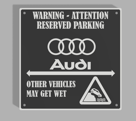 audi parkingsign v1 by 3dprintwolf art signs & logos logo sign signmaker sport car playtoz warningsign warningsigns funnysign 3d print model - Mito3D