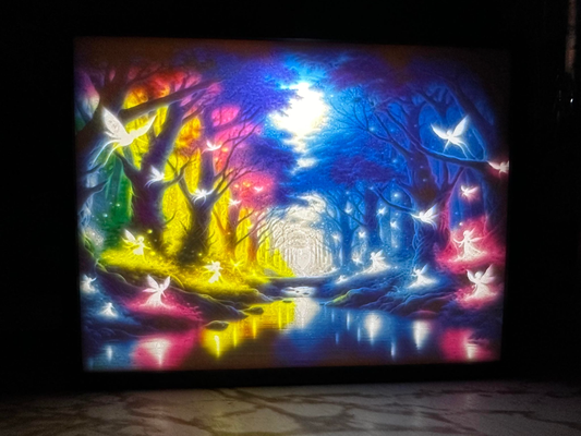 magical forest at night lithophane by nates print shop household decor cmyk cmyklithophane bronode litho lithobox lithograph lithography bundle color light art box colorful 3d print model - Mito3D