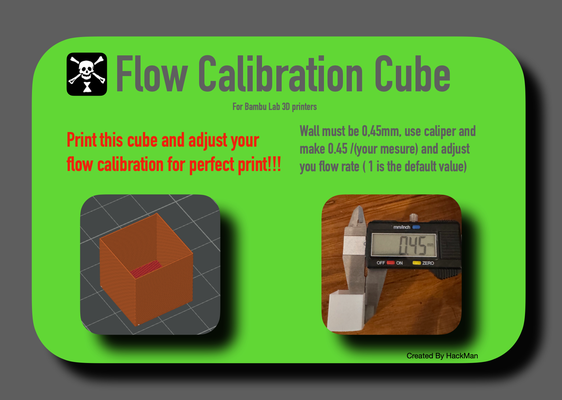 flow calibration cube by hackman 3d printer accessories rate flowtest bambulab p1 p1s accessory p1p x1 carbon x1c 3d print model - Mito3D