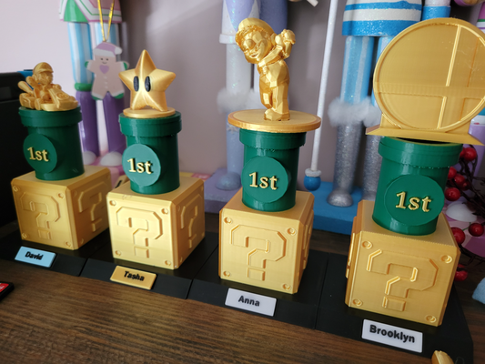 mario game trophies remixed by t1g3r4l1f3 toys & games kart smash bros party trophy golf mariokart marioparty 1st place 3d print model - Mito3D