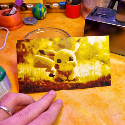 pikachu porträt hutschmiede by simi generativ 3d modell lithophan 2d kunst farbton schmiede pokémon pika geschenk 3d print model - Mito3D