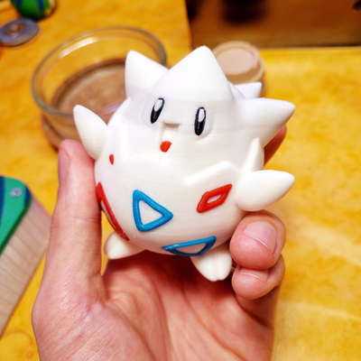 pokemon colored togepi remixed by big simi toys & games characters poke ball baby red green character blender blender3d cute fan pokeball cartoon cartooncharacter ams art collectible gift ester easter egg decoration decorating decor 3d print model - Mito3D