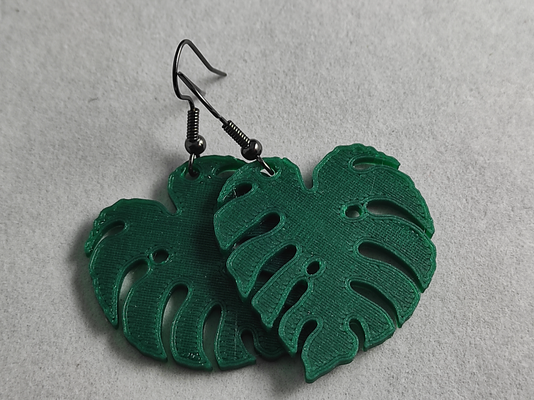 monstera foglia orecchini by kikaster6 moda gioielleria orecchio 3d print model - Mito3D