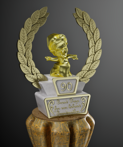 mamie trophée by arch3designer art modèles grand mère anniversaire or d'or laurier couronne endroit 3d print model - Mito3D