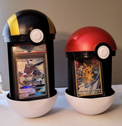 pokeball tin card display - one touch psa slab remixed by man of mystery intl toys & games onetouch pokemon pokemontcg tcg 3d print model - Mito3D