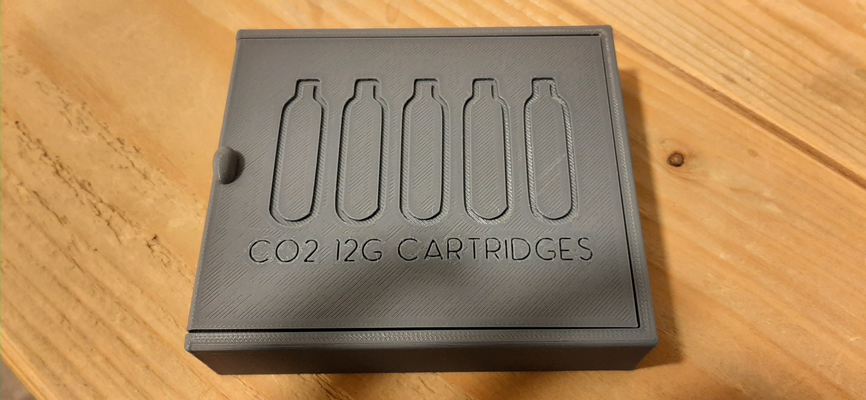 co2 cartridge storage box - 5 12g cartridges remixed by kroeskoppie hobby & diy sport outdoors lid cartridgeholder safety airsoft accessories outdoor 3d print model - Mito3D