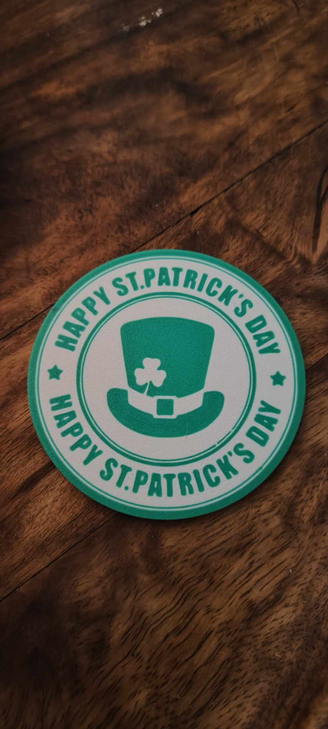 stpatricks coaster by nyberg household festivities stpatricks patricks holliday ireland beer drink wine festival party 3D print model - Mito3D