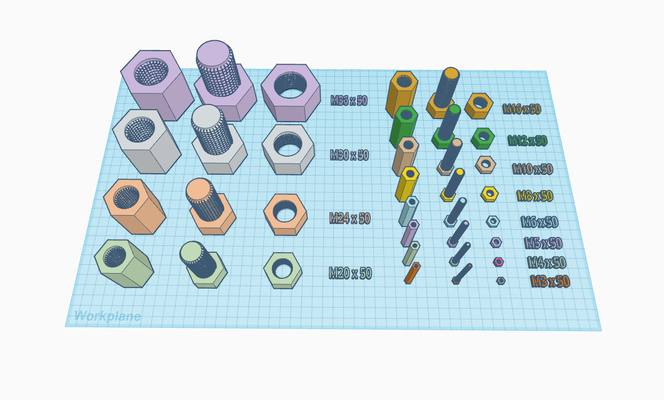 iso metrico noccioline bulloni connettori remixato by graf ulrich von difensore formazione scolastica ingegneria noce bullone connettore 3d print model - Mito3D