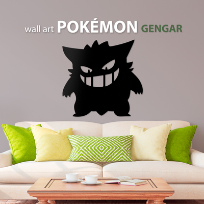 pokémon gengar mur art by indibles 2d tatouage mural fantôme 3d print model - Mito3D