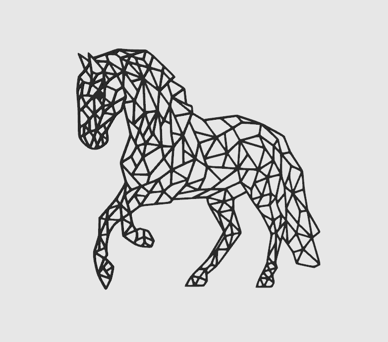 geometric poly horse 2d wall art by dub1ns sculptures lowpoly animal decor house decoration wallart 3D print model - Mito3D