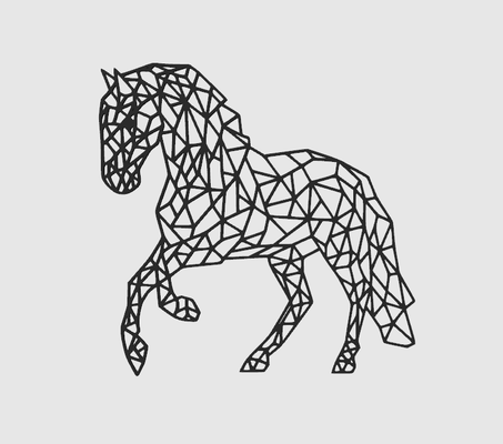 geometric poly horse 2d wall art by dub1ns sculptures lowpoly animal decor house decoration wallart 3d print model - Mito3D