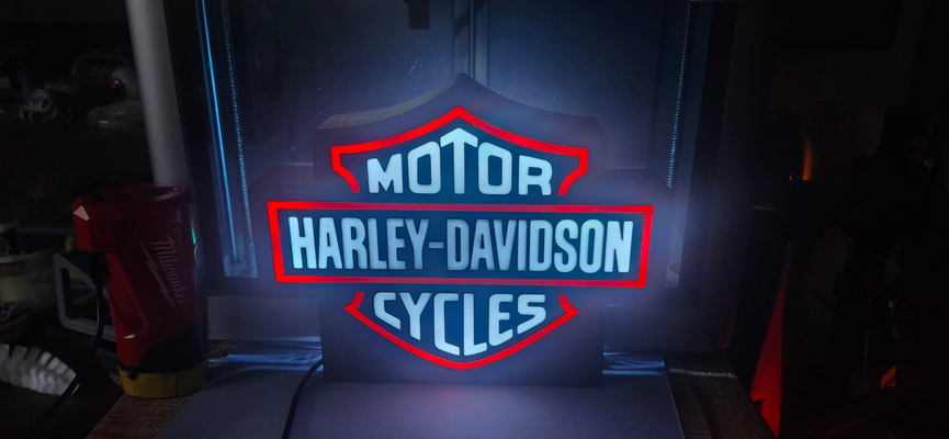 harley ışık kutu by sean 39 ın çılgın gümrük sanat işaretler logolar davidson motor döngüleri logo hafif kutu 3d print model - Mito3D