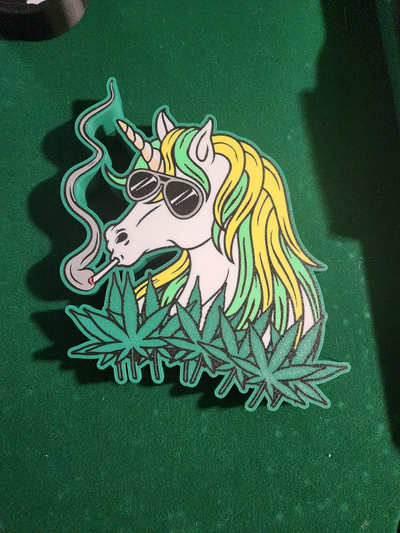 stoner unicorn light by bromigo77 art signs & logos weed marijuana drugs led lightbox box wall mythical 3d print model - Mito3D