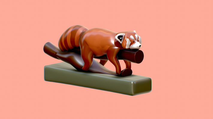 rouge panda sieste temps by chef miniatures animaux mini mignonne 3d print model - Mito3D