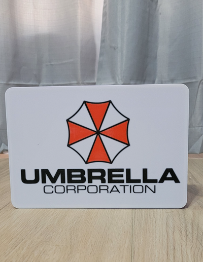 parapluie société led lumière boîte ams prêt by nostalgique art panneaux logos résident mal bambu bambous 2 resident evil laboratoire playstation 5 4 sang zombi morts vivants étoiles 3d print model - Mito3D