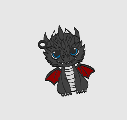 cute drogon keychain by dub1ns art 2d game of thrones gameofthrones 3d print model - Mito3D