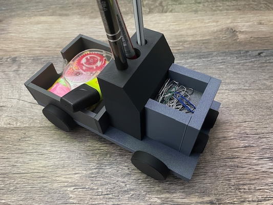 notizexpress notizexpress post it stand by schackig haushalt büro stifthalter deskorganizer schreibtisch veranstalter fünfzehnhalter stiftplatte postinhaber stift lkw 3d print model - Mito3D