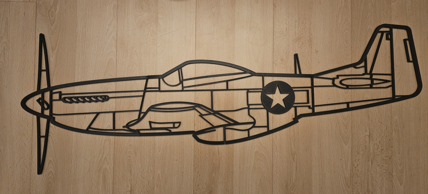 avion art mural séries p51 mustang grand by limamike3d 2d ww2 seconde guerre mondiale combattant 3d print model - Mito3D